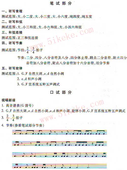 中考视唱练耳简谱_广东省2012年普通高考音乐统考视唱练耳考试题型示范 一