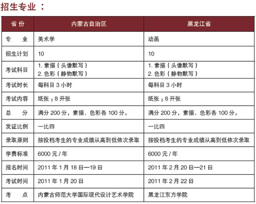 曲阜师范大学2011年艺术类专业招生简章(内蒙