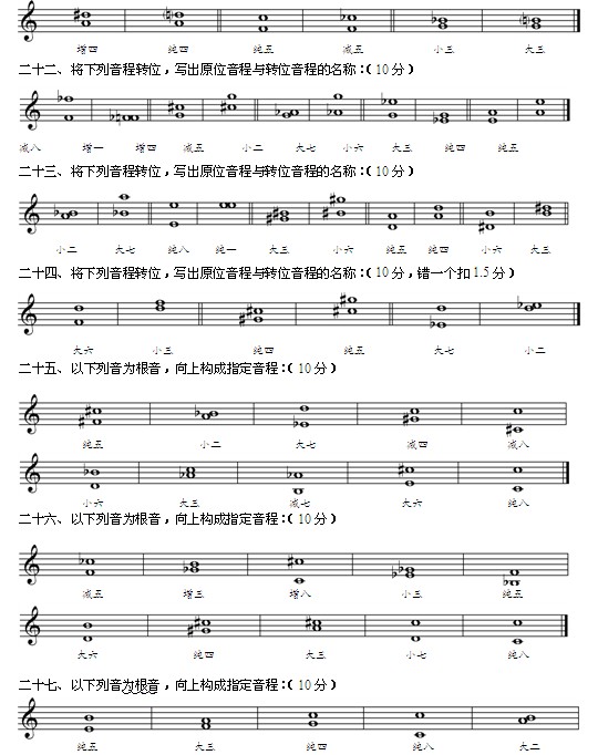 上海音乐学院2012年社会音乐素养考级四级模
