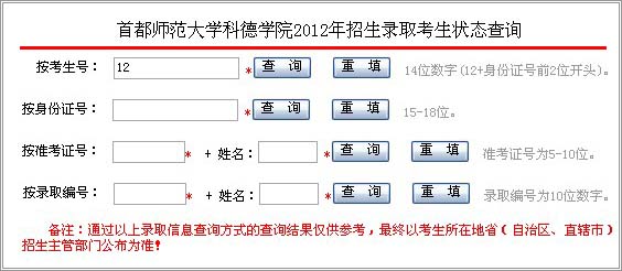 都师范大学科德学院2012年高考艺术类专业录